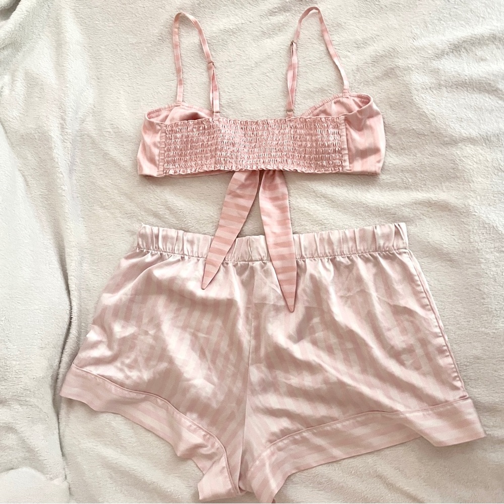 Victoria’s Secret Pink Striped Satin PJ Set - Picture 2 of 4